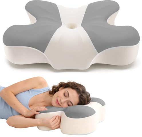 A-Pce Doppia Altezza Cuscino Cervicale per Alleviare il Dolore | Cuscino Memory Foam con Fodera Rimovibile, per Chi Dorme di Lato/Schiena/Pancia