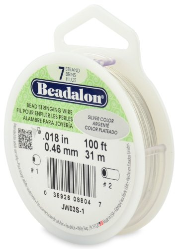 Beadalon 31 m Reel 0.46 mm Diameter 7 Strand Wire, Silver