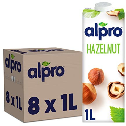 Alpro Hazelnut Plant-Based Long Life Drink - Vegan Dairy Free & Lactose Free Milk Alternative - 1L (Pack of 8)