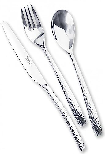 Lebrun Couverts - Ménagère et Service 24 Pièces FACETTE - Coffret pour 6 Personnes - Set de 24 Couverts Art de la table - 6 Fourchettes, 6 Couteaux, 6 Cuillères à soupe et 6 Petites Cuillères