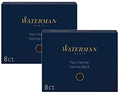 WATERMAN PARIS Fountain Pen Ink Cartridges Refill Intense Black Pack of 2 WAT52021 Smooth Flowing and Long Lasting Inks