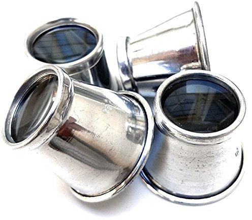 Set aus 4 Uhrmacherlupen Aluminium - Augenlupen für die Uhrenreparatur - 2.5-5.0 - 7.5 und 10fache Vergrößerung