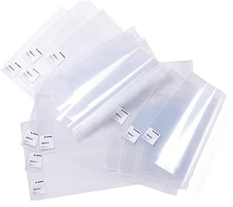 HERMA 14245 Buchumschläge 24,5 x 44 cm Basic, 10 Stück, Buchhüllen mit Beschriftungsetikett & Kantenschutz aus abwischbarer Polypropylen-Folie, Buchschoner Set für Schulbücher, transparent