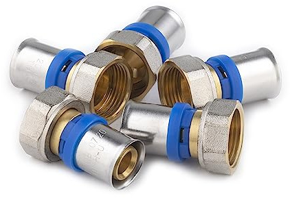 Raccord Multicouche à Sertir Multi profils TH-H-U diamètre Ø20 mm - à visser Femelle tournant 20x27 (3/4) sachet de 5 raccords - Norme NF 545 pour réseau d'eau potable et chauffage NOYON & THIEBAULT