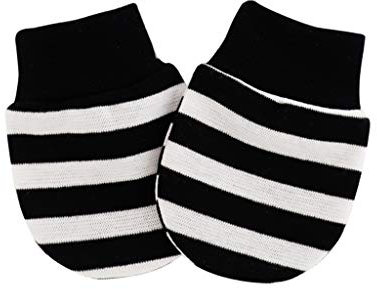 KERDEJAR 1 Paar Anti-Kratz-Handschuhe aus weicher Baumwolle für Neugeborene, Schutz vor Kratzern im Gesicht, Handschutz für Kleinkinder, schwarz und weiß gestreift