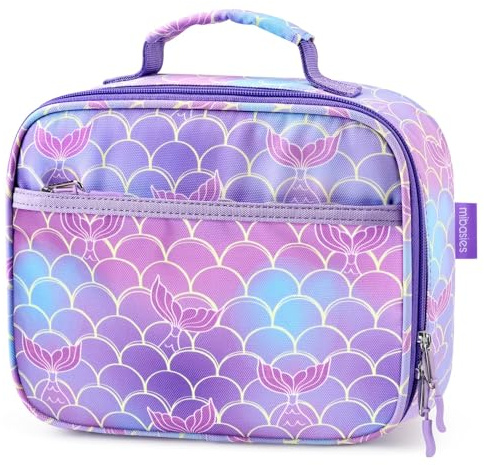 mibasies Kids Lunch Box for Girls Toddler, Insulated and Reusable Lunch Bag for School, Mermaid Tail