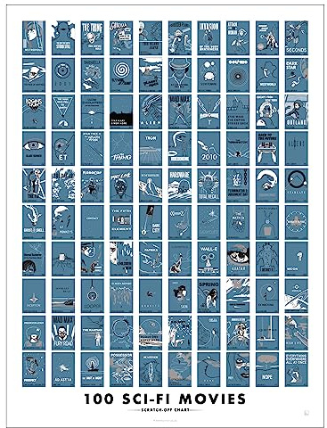 Pop Chart | 100 Sci-Fi Movies Scratch-Off Poster | 12 x 16 Art Print | Film Decor for the Science Fiction Fan | 100% Made in the USA