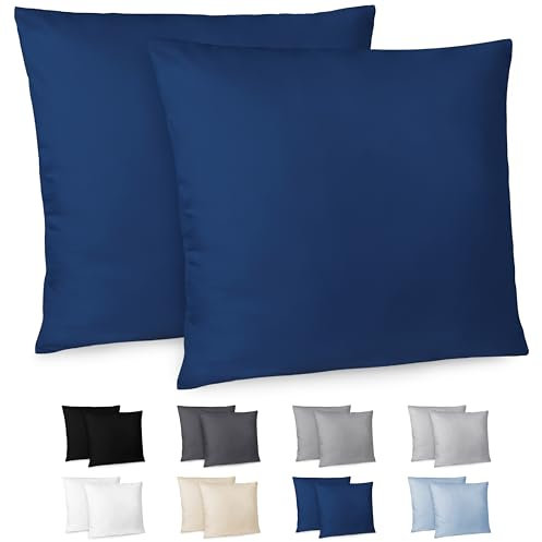 Dreamzie Kissenbezug 80x80 2er Set - Kopfkissenbezug 80x80 Dunkelblau mit Reißverschluss aus Mikrofaser Weich, 80x80 cm Pillow Cover
