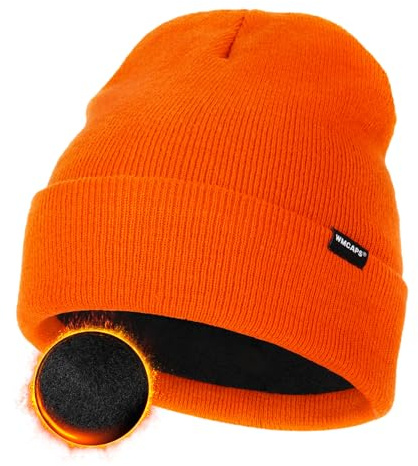 Wmcaps Gorro de Punto para Hombre, Gorros de Invierno Clásicos Unisex, con Forro Polar y Dobladillo para Hombres y Mujeres, Gorro de Lana Térmico de Ropa de Trabajo, Cumpleaños para Ella o Él, Cosas