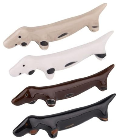 Leadigol 4pcs Cute Dachshund Dogs Ceramic Chopsticks Rests Japanese Cute Chopsticks Holder Dinner Spoon Holder Dinner Spoon Stand Butter Knife Fork Holder