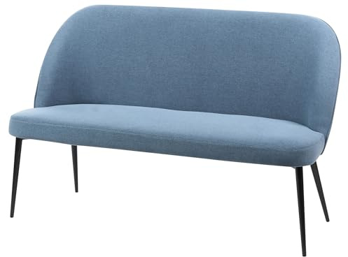 Kökssoffa 2-sits Bänk Tyg Polyester Klädsel Svart Metallben Blå Osby