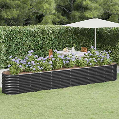 puraday Aiuola rialzata per giardino, 440 x 80 x 68 cm, fioriera per terrazze, aiuola per piante e verdure, spirale XXL, aiuola rialzata in metallo, in acciaio, grande aiuola da giardino antracite
