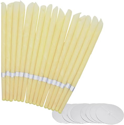 20 PCS Coni per orecchie,candele coniche, rimozione del cerume,- Cera d’Api e Mussola di Cotone Naturale con Filtri e Dischi Protettivi