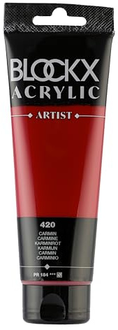 Blockx 60420BXC - Tube 120ml, feine Acrylfarbe, Acrylic Artist, halbdeckend und satiniert, PR 184 Karminrot, 1 Stück