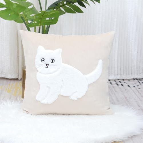 champracer Süße Kaninchen Kinderkissen, 2 Stück Weiches Plüsch Hase Motiv Dekokissen - Ohne Füllstoff, Flauschiges Kuschelkissen für Jungen, Mädchen, Babys (Weiße Katze)