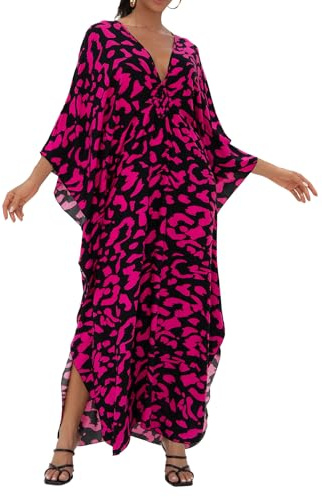 cthseie Women Animal Print Kaftan Dresses Plus Size Swimsuit Coverup Summer Bathing Suit Caftan Loungewear Beach Dress