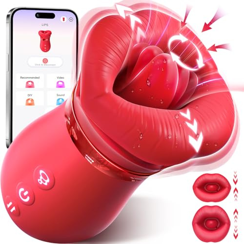 Vibrateur adulte pour femmes - Vibrateur bouche suceuse, 10 Jouets adultes pour lécher la langue et sucer manuellement, Vibrateurs Anal Clit Téton, Jouets sexuels pour couples féminins. (Red)
