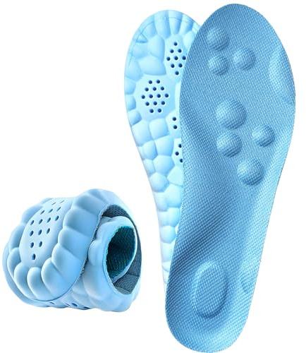 Memory Foam Insoles with Arch Support for Women Men,Comfort Massage Insoles Replacement Shoe Inserts for Trainers Sneakers Sports Shoes Work Boots,Breathable,Shock Absorption (Sky Blue, 9/9.5UK)
