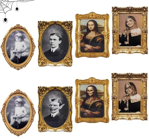 ROEOWENE 4pcs Halloween Decoration Effrayante 33x25cm Horreur Deco Halloween Décoration à Visage Changeant Cadre Tableau Déco Halloweens Intérieur Cadre Photo Decoration Murale Hantée pour Maison