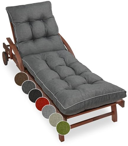 sunnypillow Liegenauflage 200 x 60 - Auflage für Gartenliege extra dick 13cm - Outdoor, wasserdicht, UV Lichtecht - Polster für Sonnenliege - Polsterauflagen für Liegestuhl - Kissen Anthrazit