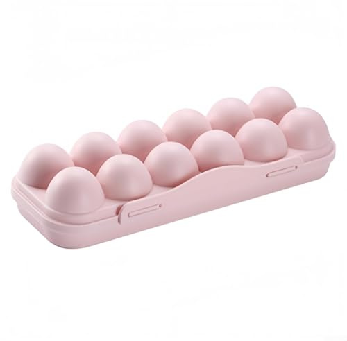 Scatola portatile per uova con 18 scomparti, custodia protettiva in plastica progettata per prevenire la rottura delle uova durante i viaggi all'aperto (12 griglie rosa)