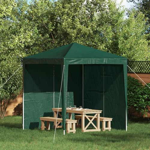 Ziaphsol Tente de fête - Lot de 2 panneaux latéraux - Vert - 200 x 195 cm - En polyéthylène et acier - Résistant aux intempéries - Protection UV - Fenêtre - Pour pavillon de fête - Tente de jardin