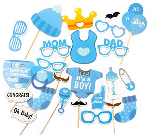 Oblique-Unique® 25 Stück Babydusche Foto Props Baby Flasche Masken Fotorequisiten Neugeborene Junge Partydekoration
