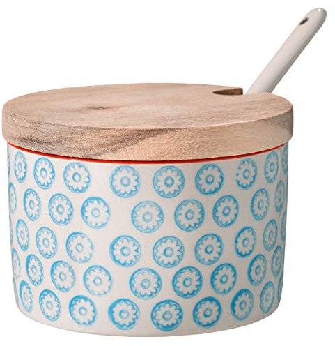 Bloomingville Salztopf mit Löffel und Deckel Emma, hellblau, Keramik