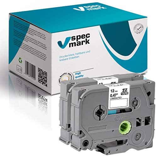 specmark tejp TZe-232 12 mm x 8 m 2 stycken röd på vitt | Märkningstejp, kompatibel med Brother P-touch, AZe-232, EZe-232, TZ-232, TZ2-232