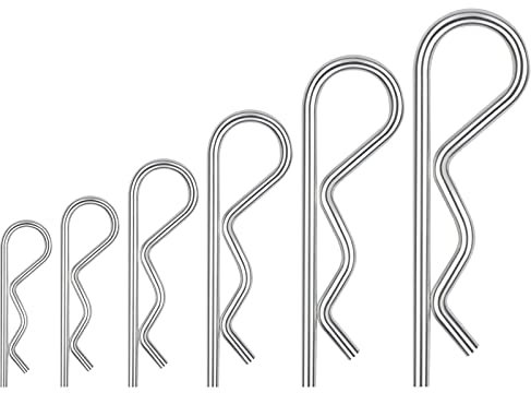 30 Stück Verzinkter RC Clips Splinte, Leryati Splinte Sortiment mit Sortimentskasten, 6 Modelle Splinte Set Sicherungssplint, Splinte Federstecker Set für Autos Gartengeräte Schlepper Rasenmäher