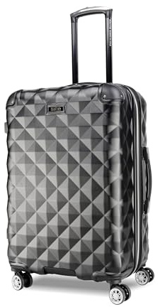 Kenneth Cole REACTION Diamond Tower Collection Lightweight Hardside Expandable 8-Wheel Spinner Travel Luggage, Black, 24-Inch Checked