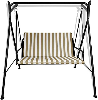 Il Tuo Artigiano Design Cuscino fasciato per dondolo da giardino 2, 3 e 4 posti spessore 8 cm (2 posti, 120x50 cm, Bianco e Beige)