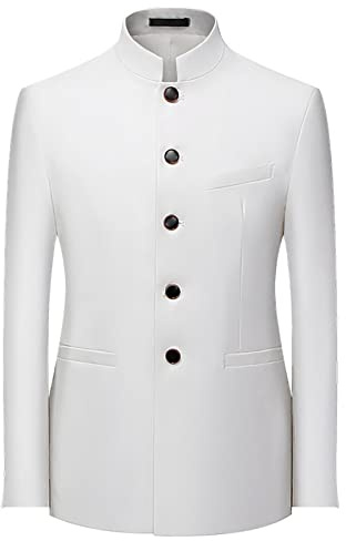 KJDWJKJRF Blazer pour homme, sportif et moderne, pour les loisirs, les fêtes, pour homme, coupe régulière, veste sportive ou blazer, coupe droite, veste légère en jersey, 1-blanc, XXL