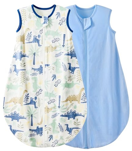 Duomiaomiao 2er Pack Baby Schlafsack,0.5 Tog Ganzjahres Schlafsack, Leichter hochwertiger Baumwoll-Mädchen, geeignet für Kinder im Alter Von 6 Monaten bis 5 Jahren