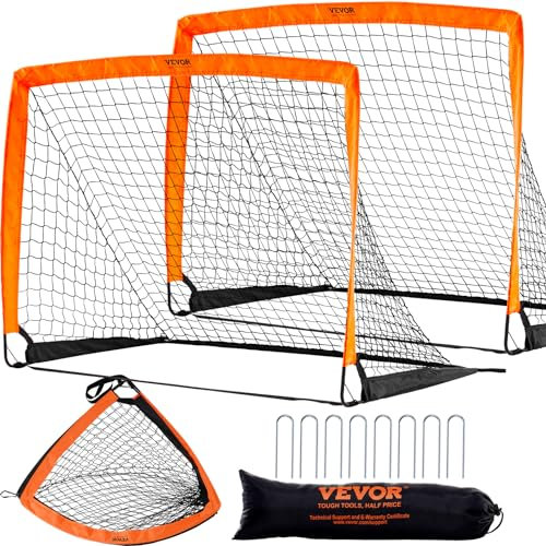 VEVOR Fußballtor Profi Soccertor 2 STK. 1200 x 900 mm, Pop-up-Outdoor Fußballtor, Faltbares Tragbares Fußballtor, Hochwertige Outdoor Torwand für Erwachsene & Kinder, Fussballtore Garten