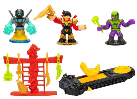 Legends of Akedo Ninja Fury Official Rules Starter Pack - 3 Warriors: Ultra SareThree Strikes Chux, Classic Venom Fang Ninja & Legendary Psyclone Shutdown & 1 Controller & vapenställ med 4 vapen