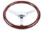 OUBUBY 15 Zoll Lenkrad, Universal Holzlenkrad Oldtimer Lenkrad Mahagoni Lenkrad Sportlenkrad Auto Flachboden Lenkrad mit Hupenknopf und Eisenring-Lenkrad für Oldtimer Lenkrad
