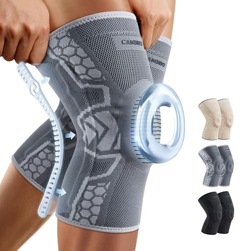 CAMBIVO Kniebandage Männer Damen 2 Stück, Komprimierte Kniebandage mit Patella Gel Pads & Feder Seitenstabilisatoren, Kniebandage Arthrose für Laufen, Meniskusriss, Arthritis, Gelenkschmerzlinderung