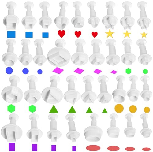 Juego de 35 mini cortadores de galletas, moldes para fondant, cortadores de fondant, mini cortadores, cortadores de galletas, herramientas de modelado, accesorios para hornear, geométricos para tartas