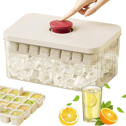 Secchiello Ghiaccio con Coperchio per Freezer - Stampo a 3 Strati 96 Cubetti con Coperchio e Contenitore | Vassoio per Ghiaccio da Festa,per Casa Dormitorio Cucina