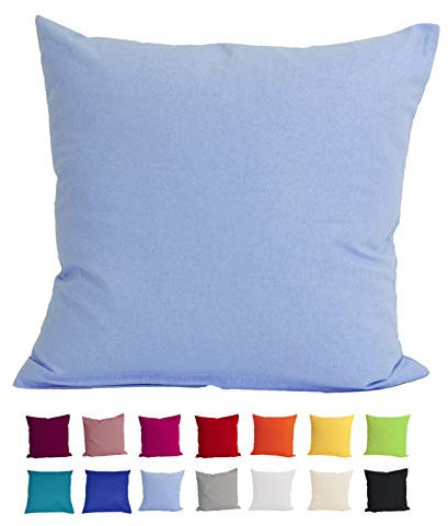 beties Basic Kissenbezug ca. 80x80 cm Kissenhülle 100% Baumwolle in vielen fröhlichen Uni-Farben (hellblau)