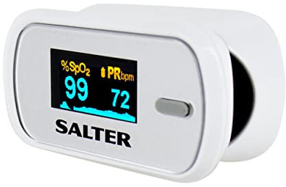 Salter PX-100-EU Fingertip Pulse Oximeter Portable OxyWatch, Blood Oxygen Levels/SATS Monitor,Low Power Consumption,LED Display, Accurate Readings,Ideal for Adults & Children, 2 Year Guarantee,White