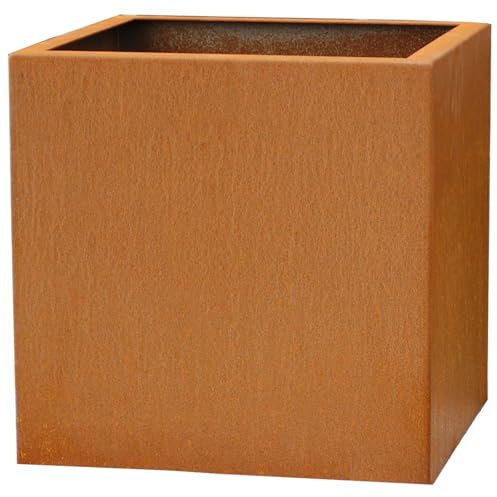 VIVANNO Bac à Fleurs Bac à Plantes en Acier corten Bloc métallique, Brun Rouille (40x40x40 cm)