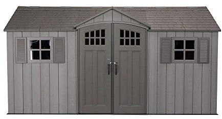 LIFETIME Galaxy Plastic Tool Shed | 244 x 457 x 244 cm | With Base Plate & Accessories | Weatherproof & UV Resistant | Double-Walled HDPE Construction | With Windows & Ventilation System