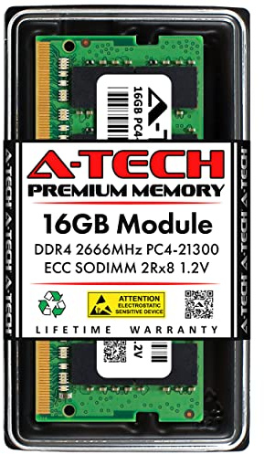 A-Tech Memoria RAM da 16 GB di ricambio per Synology D4ECSO-2666-16G & D4ES01-16G | DDR4 2666 MHz PC4-21300 SODIMM ECC memoria non bufferizzata compatibile per server NAS e NVR