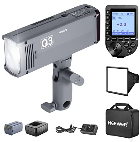 NEEWER Q3 200Ws 2,4G TTL Blitz (2. Version), 1/8000 HSS Blitzlicht, Monolicht mit QPRO-C Auslöser, kompatibel mit Canon, Diffusor / 3200mAh Akku / 500 Blitze/Recycling in 0,01-1,8s