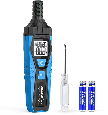 Termometro Igrometro MESTEK Termometro Digitale Ambiente Interno Portable Misuratore di umidità e Temperatura, Punto di Rugiada e Temp di Bulbo Umido, per Industria Agricoltura Meteorologia