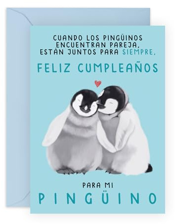 Central 23 Linda Tarjeta De Cumpleaños Para Hombre Mujer - PARA MI PINGÜINO - Dulce Tarjeta De Felicitación Para Esposo Esposa Novio Novia - Regalo Para Pareja - Viene Con Pegatinas