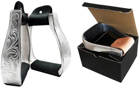 LKYLVEE C,12cm, Pferdesattelsteigbügel - Western Aluminium Gravur Wanderreiten - Aluminium Gravur Reitausrüstung Steigbügel