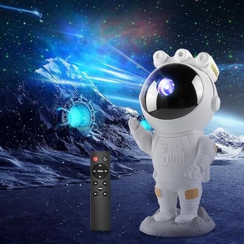 Astronaut LED Sternenhimmel Projektor，Galaxy Star Projektor Spaceman Nachtlicht，Planetarium Projektor mit Timer und Fernbedienung，Schlafzimmer Deckenprojektion Lampe，Geschenk für Kinder und Erwachsene